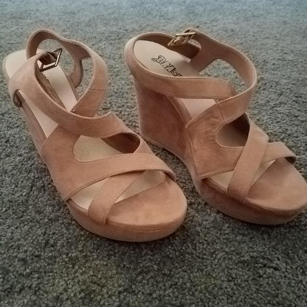 Cute suede strappy wedge sandals